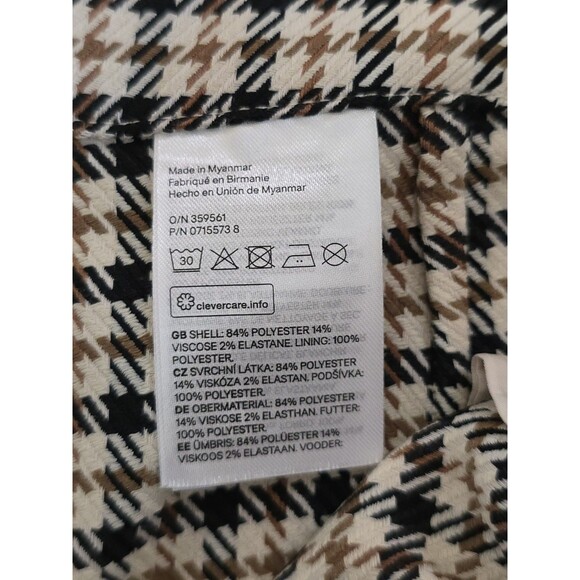 H&M Houndstooth Wide Leg Paperbag Pants Womens Size 10 Belted Crop Trendy - Picture 11 of 12